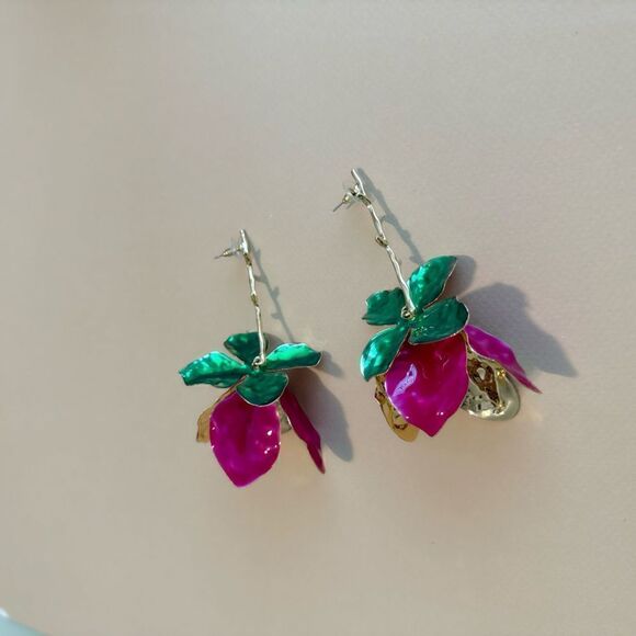 Flower drop earrings #1296 - Picture 2 of 4